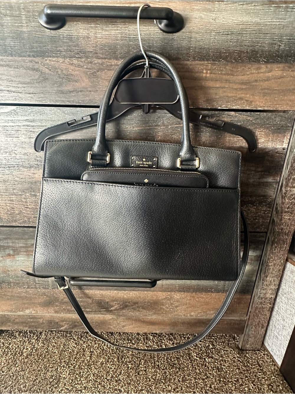 kate spade Black Pebbled Leather Satchel with Matching Wristlet - Picture 9 of 10